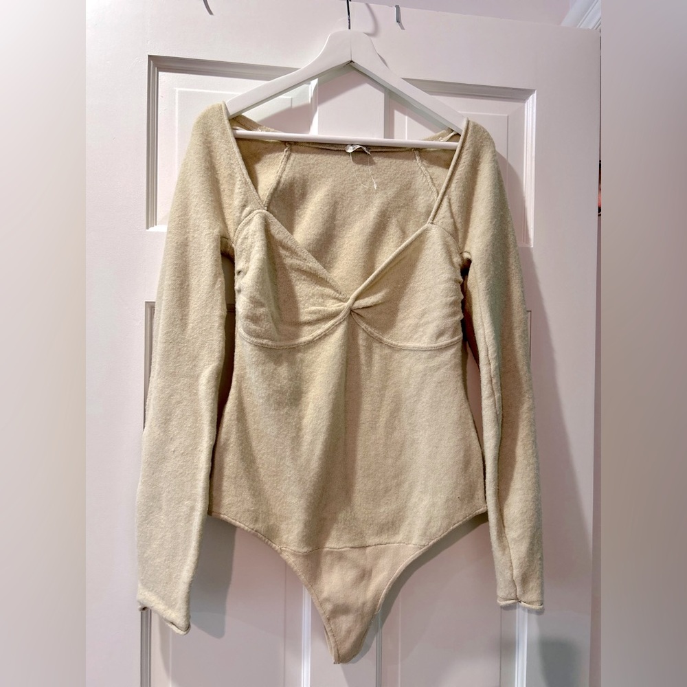 Free People She So Fine Bodysuit Tan Size M NEW